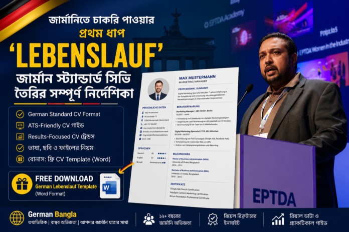 German CV Guide 2026 | Lebenslauf Template | German Bangla জার্মানিতে চাকরি পাওয়ার জন্য Lebenslauf বা German Standard CV তৈরির বাংলা গাইড, ATS-Friendly CV, Results-Focused CV Writing এবং Free CV Template